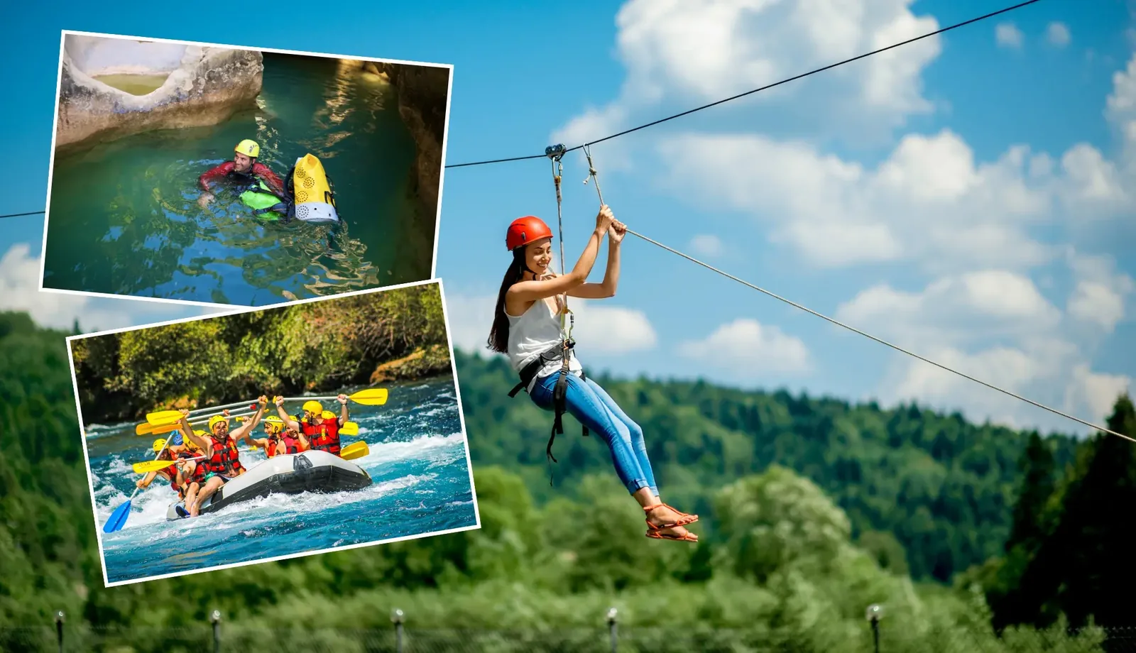 Canyoning, Rafting & Zipline — ein Tag im Wasser